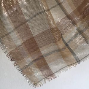 Fine scarf, neutral colors + silver thread